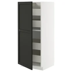 METOD / MAXIMERA Visoki element s fiokama, bela/Lerhyttan crno bajcovano, 60x60x140 cm