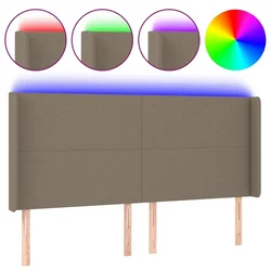 Vidaxl LED posteljno vzglavje taupe 203x16x118/128 cm blago