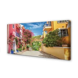 tulup.si Slika na platnu Grčija flowers stavbe navzgor 120x60 cm