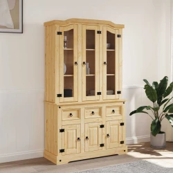 Visoka komoda Corona smeđa 112x43x196 cm borovina meksički stil
