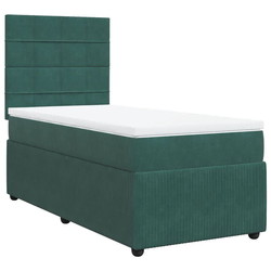 Vidaxl Box spring postelja z vzmetnico temno zelen 90x190 cm žamet