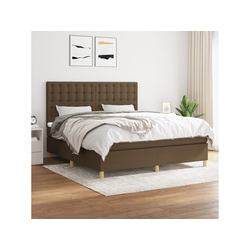 Den Box spring postelja z vzmetnico temno rjava 180x200 cm blago