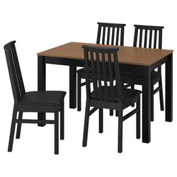 ALHULT / ALHULT Sto i 4 stolice, crno/smeđe/Bomstad crna crna, 120x80 cm