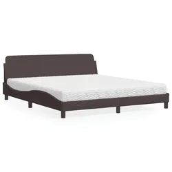vidaXL Postelja z vzmetnico temno rjava 180x200 cm blago