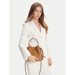 Usnjena torbica Tory Burch Romy Bucket bež barva, 166982-227