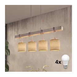 BRILAGI - LED luster na lanku NUBILA 4xE27/60W/230V siva/svetlo braon