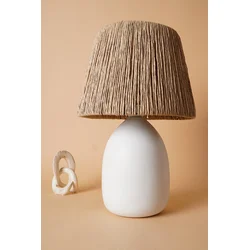 Opviq Stona lampa E27 Socket, Belo-Hrast