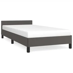 Vidaxl Posteljni okvir z vzglavjem brez vzmetnice siv 80x200 cm
