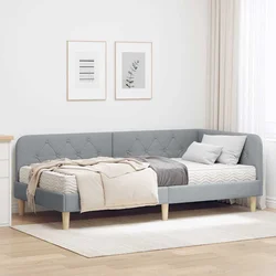 Kutni okvir kreveta Svijetlo siva 100 x 200 cm tkanina