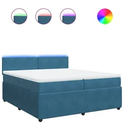 Vidaxl Box spring postelja z vzmetnico modra 200x200 cm žamet
