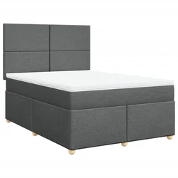 Vidaxl Box spring posteljni z vzmetnico temno siv 140x190 cm blago
