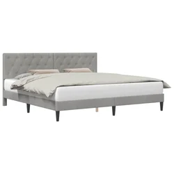 Vidaxl Konstrukcija postelje Svetlo siva 200 x 200 cm Žamet