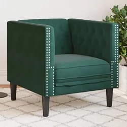 Chesterfield kauč fotelja tamnozeleni baršun