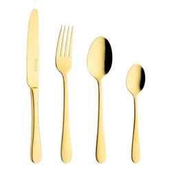 Cutlery set, stainless steel, 16 pieces, Windsor, golden - Grunwerg