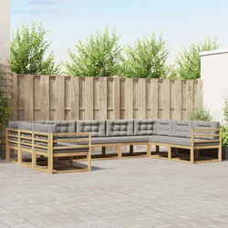 Set vanjskih sofa s jastukom 9 pcs Bijela i svjetlosiva