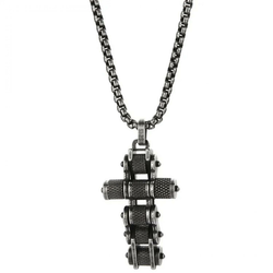 Ogrlica Chain Cross - Crna / Srebrna KP29313