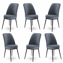 HANAH HOME Set 6 stolica Dexa Fume Black