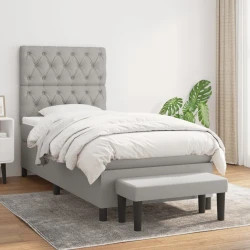vidaXL Box spring postelja z vzmetnico svetlo siva 80x200 cm blago