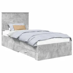 Vidaxl Konstrukcija postelje Betonsko siva 90 x 190 cm Konstruiran les
