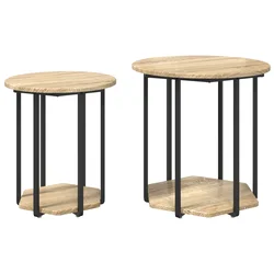 Set pomoćnih stolića s policom 2 pcs Smeđa