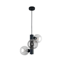 Luster na sajli TUBE 3xE27/60W/230V crna/prozirna