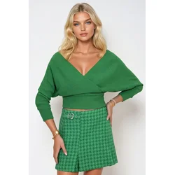 Trend Alacati Stili Ženska bluza dugih rukava ALC-019-053-BLZ, V-izrez, Zelena