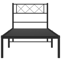 shumee vidaXL Kovinski posteljni okvir z vzglavjem črne barve 75x190 cm