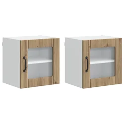 Vidaxl Stenski stekleni omarica LUCCA 2 szt. Artisan hrast