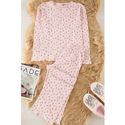 Trendyol Pink Soft Touch Cotton Floral Ribbed Knitted Pajama Set