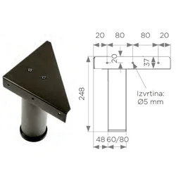 NOGA POSTELJNA BREZ REG.fi80*245mm ČRNA