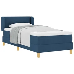Vidaxl Postelja z vzmetnico z vzglavjem Modra 100 x 200 cm blago