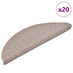 Prostirke za stepenice 20 kom 56x17x3 cm svijetlosmeđe poluokrugle
