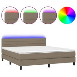 Vidaxl Box spring postelja z vzmetnico LED taupe 160x200 cm blago