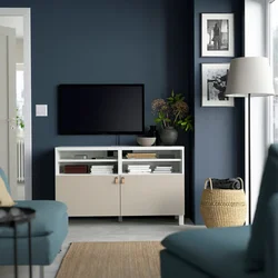BESTA TV stalaža s vratima, bela/Lappviken/Stubbarp svetlosiva/bež, 120x42x74 cm