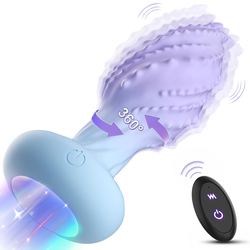 SuperLove 360 Rotating Vibrating & Glowing Butt Plug with Remote Purple