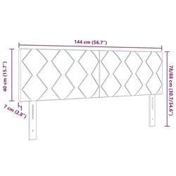 vidaXL LED Naslon Geometrijski Vzorec Črn 144 cm Tkanina