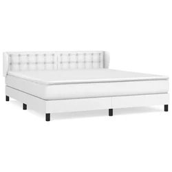 Vidaxl Box spring postelja z vzmetnico bela 180x200 cm umetno usnje