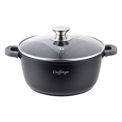 Cheffinger Cheffinger, Lonec za indukcijo z nelepljivim marmornim premazom 20 cm s pokrovom, ČRNA, (21553022)
