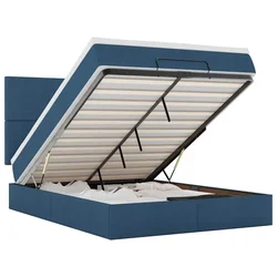Vidaxl Otomanska postelja z vzmetnico moder 140x190 cm blago