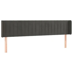 Vidaxl Vzglavje z ušesi temno sivo 163x16x78/88 cm žamet