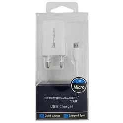 KONFULON Kućni punjač C13+S02 5V 1A sa micro USB kablom beli