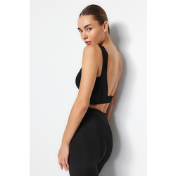 Trendyol Black Supported/Shaping V-Neck Knitted Sports Bra
