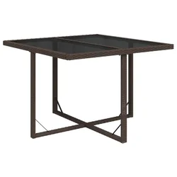 Vidaxl Vrtna miza rjava 109x107x74 cm poli ratan in steklo