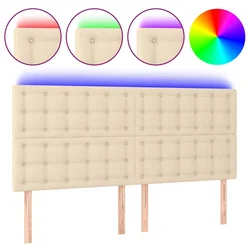Vidaxl LED posteljno vzglavje krem 200x5x118/128 cm blago