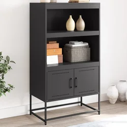 Visoka komoda crna 68,5 x 38,5 x 123,5 cm čelična