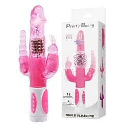 LyBaile Gel multifunkcijski vibrator - trojni užitek - Pretty Bunny