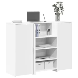 Recepcijski stol bijeli 135x50x103,5 cm izrađeno drvo
