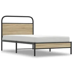 Vidaxl Posteljni okvir brez vzmetnice 100x190 cm dim. hrast inž. les