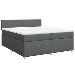 Vidaxl Box spring postelja z vzmetnico temno siva 200x200 cm blago
