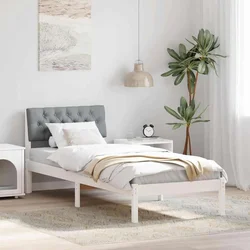 Okvir kreveta s uzglavljem Bijela i svijetlosiva 75 x 190 cm